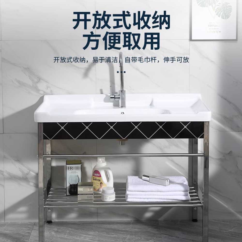 간이 개수대 씽크대 보조 주방 수영장 사각볼 설치 61x48cm 세면대+스탠드+수도꼭지 - 상세 이미지 3