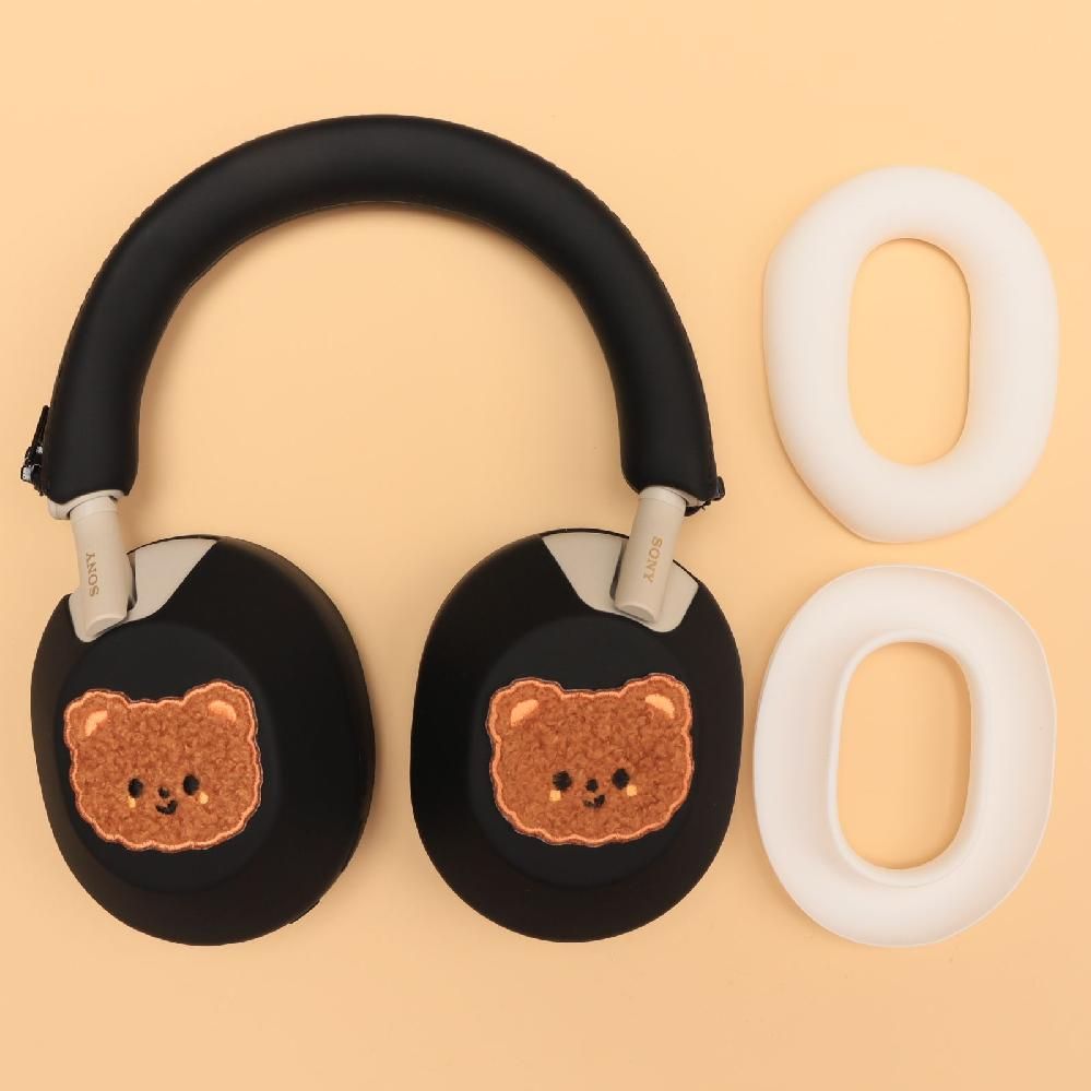 소니 WH-1000XM6 헤드셋 케이스 귀여운 곰 크로스 헤드 빔 커버 귀마개 이어캡 블랙 짙은 갈색 베어 쉘 이어폰 커버 + 헤드 소니 WH-1000XM3/4 - 상품 이미지