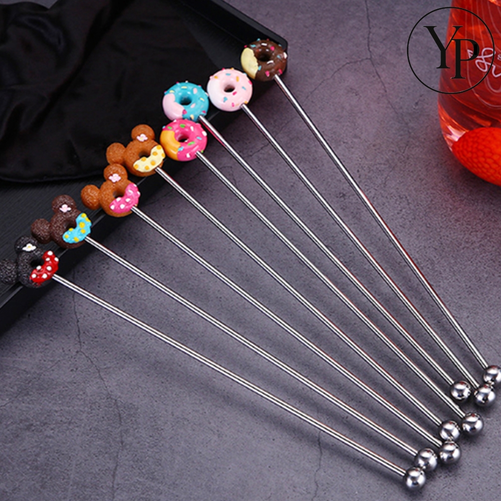 롱 티스푼 머들링 홈카페 커피스틱 도넛 모양 귀여운 칵테일 하이볼 스푼