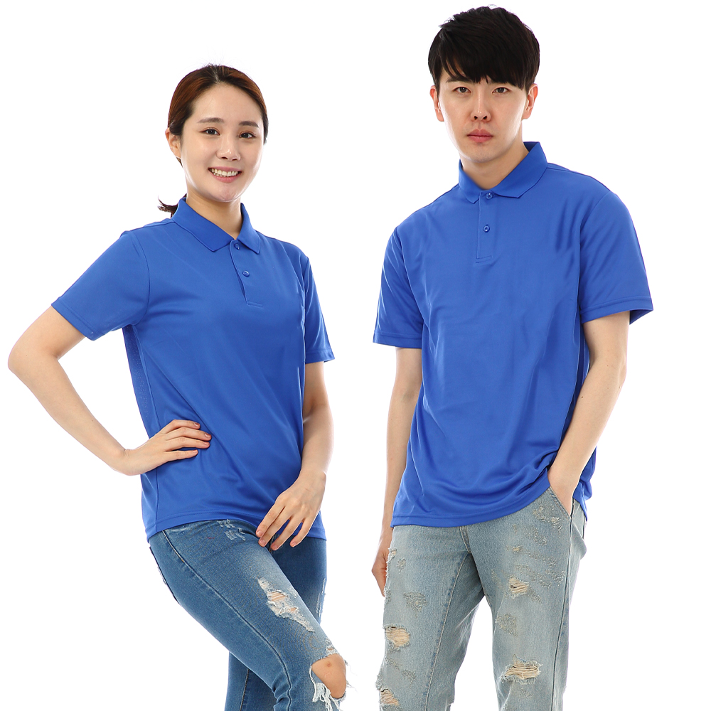 (16color)쿨론기능성 왼포켓없음 딥블루반팔티셔츠 식당 카페 단체티 홀서빙복 - 상품 이미지