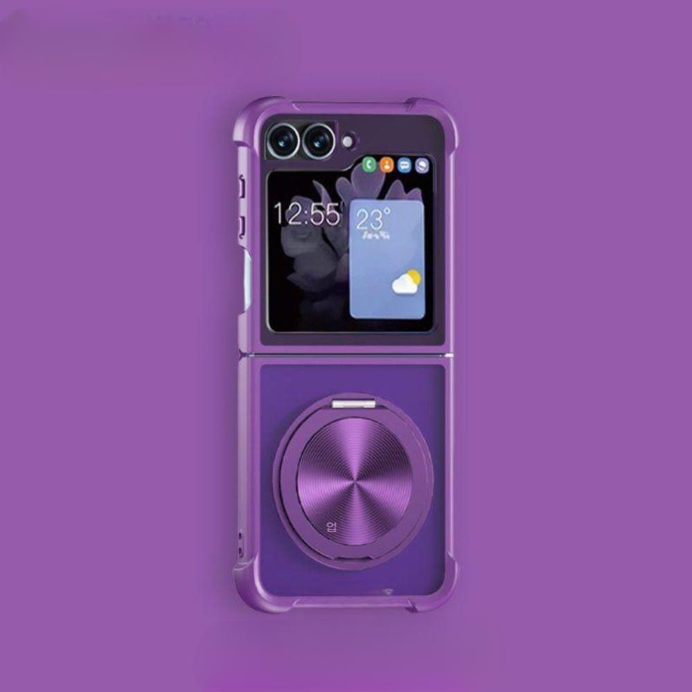 갤럭시 z플립7 케이스 회전 그립링 킥스탠드 마그네틱 자석 실리콘 커버 Purple 360 회전 자석 브래킷 갤럭시 Z flip7 - 상품 이미지