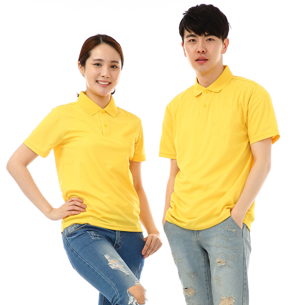 (16color)쿨론기능성 왼포켓없음 노랑반팔티셔츠 식당 카페 단체티 홀서빙복 - 상품 이미지