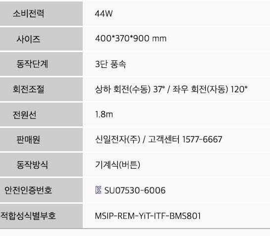 신일 가정용선풍기 거실 식당 사무실용 업소용 저소음 스탠드선풍기 - 상세 이미지 2