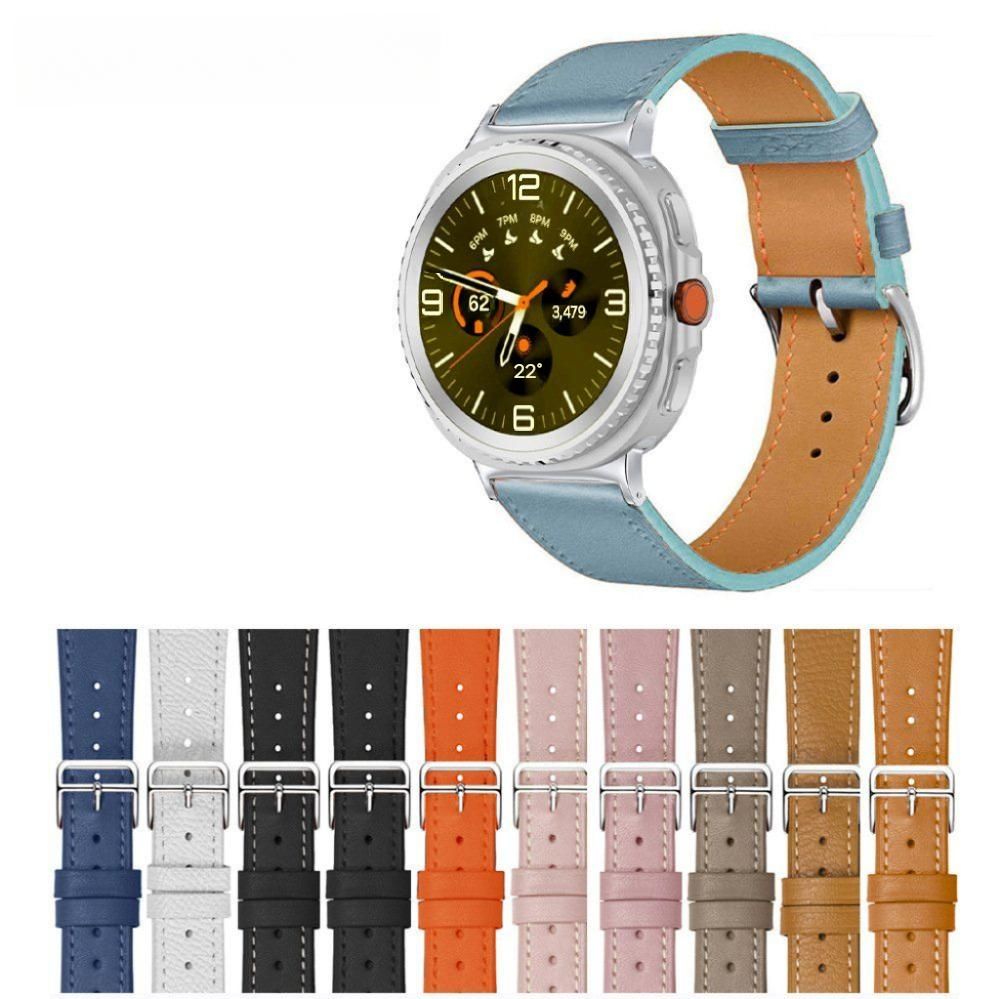 갤럭시워치8 클래식 울트라2 스트랩 티타늄 커넥터 고급 가죽 밴드 하얀색 Watch8 40/44mm+실버 헤드 - 상품 이미지