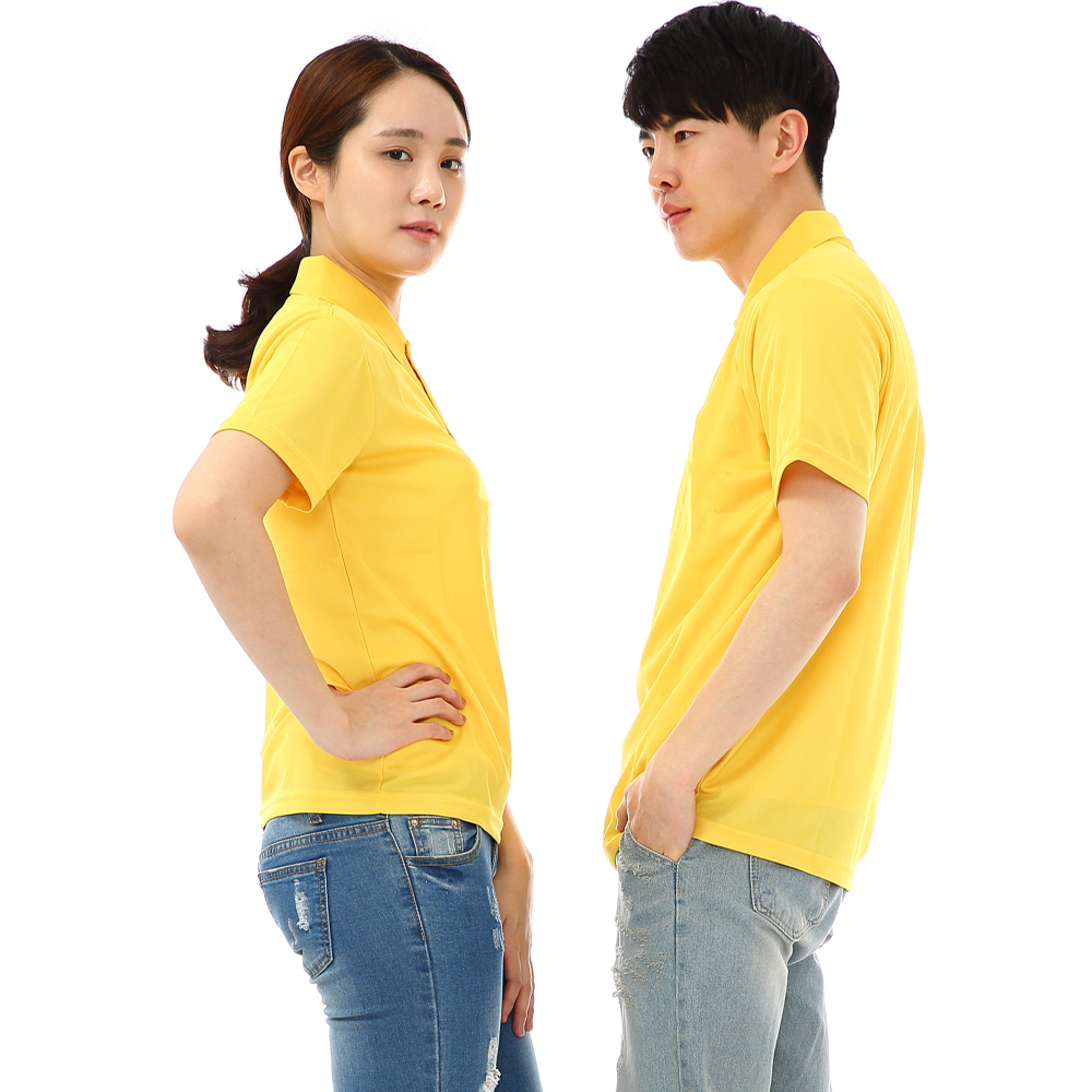 (16color)쿨론기능성 왼포켓없음 노랑반팔티셔츠 식당 카페 단체티 홀서빙복 - 상세 이미지 4