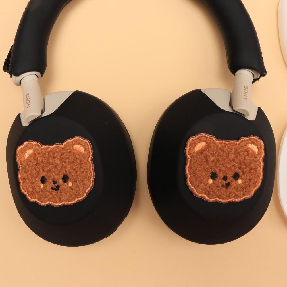 소니 WH-1000XM6 헤드셋 케이스 귀여운 곰 크로스 헤드 빔 커버 귀마개 이어캡 블랙 짙은 갈색 베어 쉘 이어폰 커버 + 헤드 소니 WH-1000XM3/4 - 상세 이미지 2