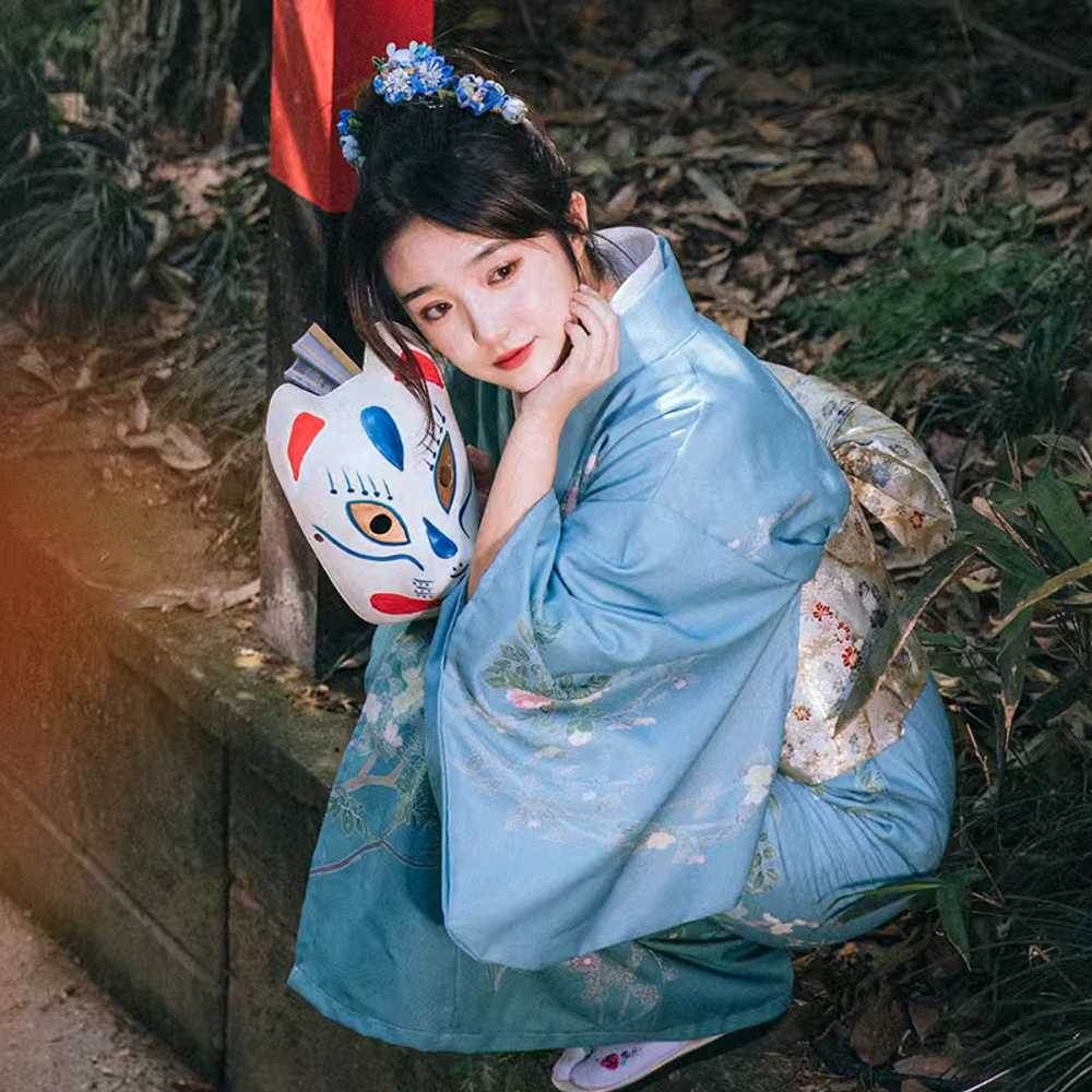 일본 유카타 전통 기모노 관광 체험 행사 테마 촬영 기모니+허리띠+핸드백 - 사이즈 S - 상세 이미지 4
