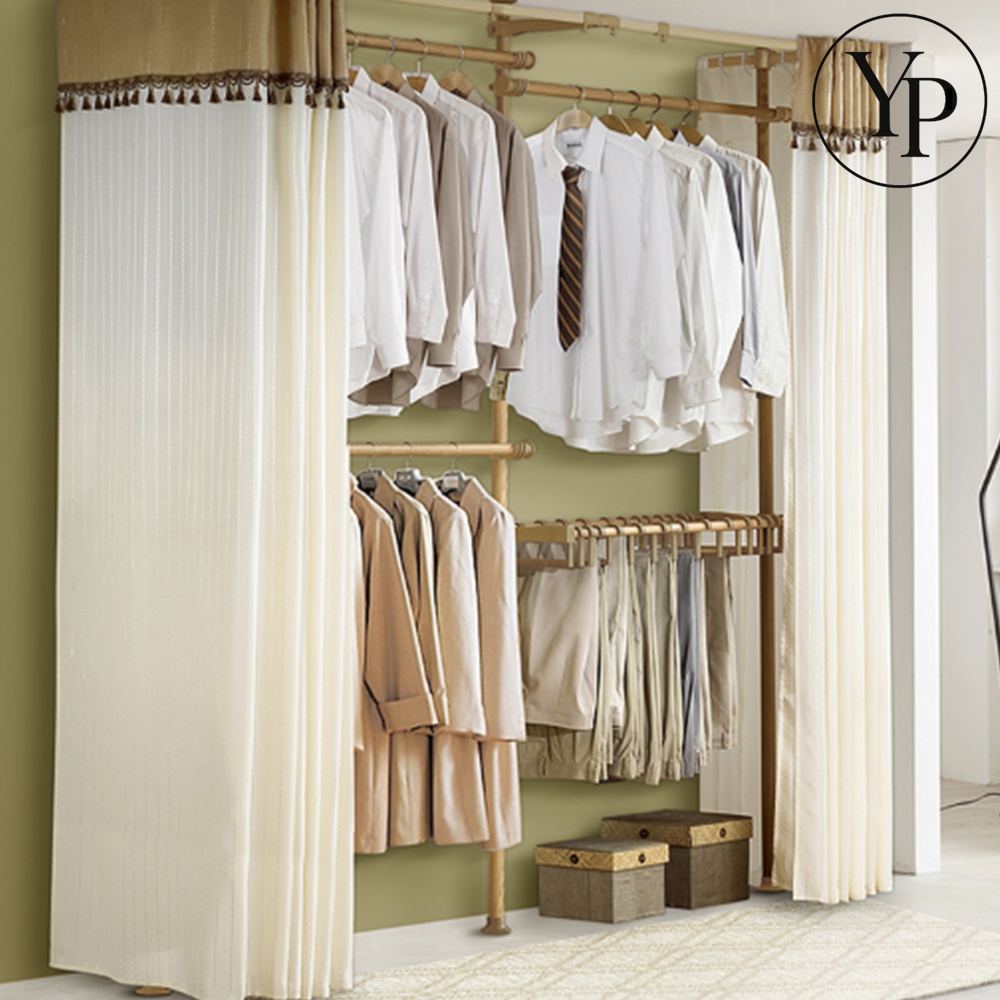 커튼형 조립식 행거 드레스룸 옷정리 바지걸이 4단 수납 옷장