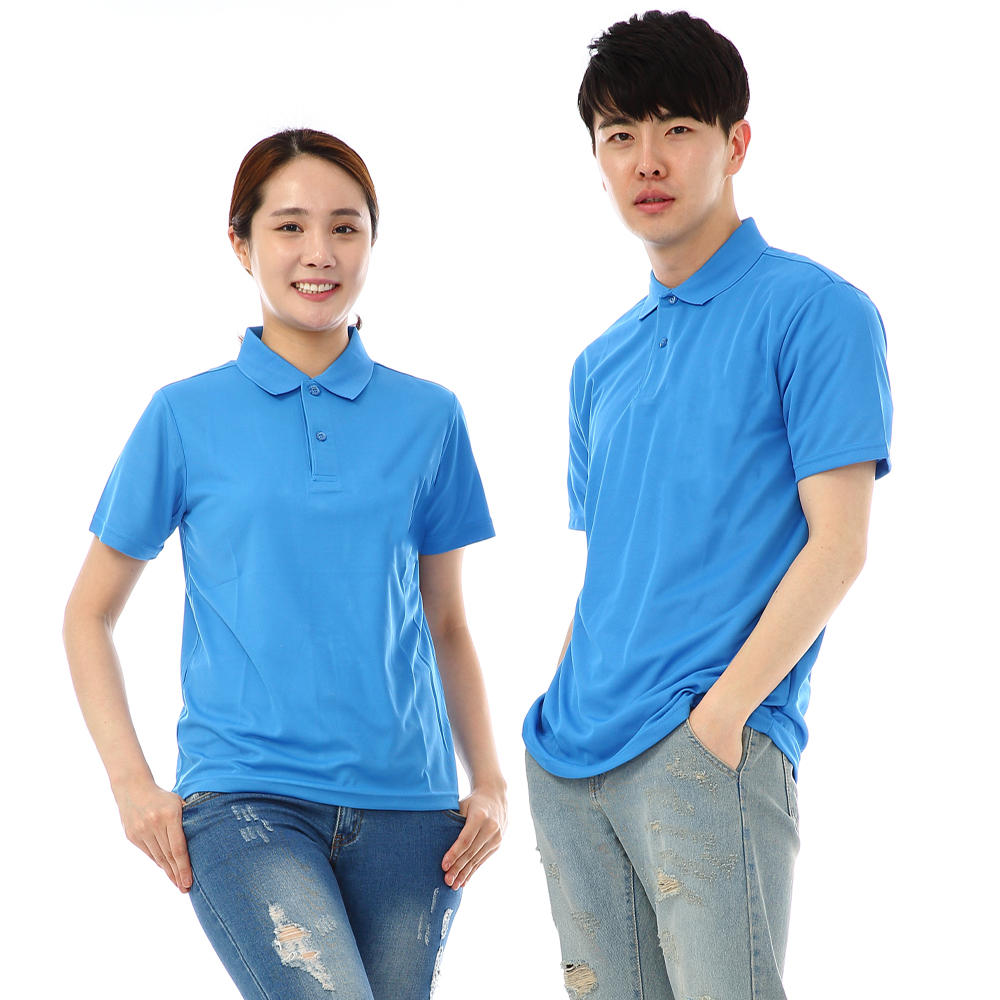 (16color)쿨론기능성왼포켓없음 코발트색반팔티셔츠 식당 카페 단체티 홀서빙복 - 상품 이미지