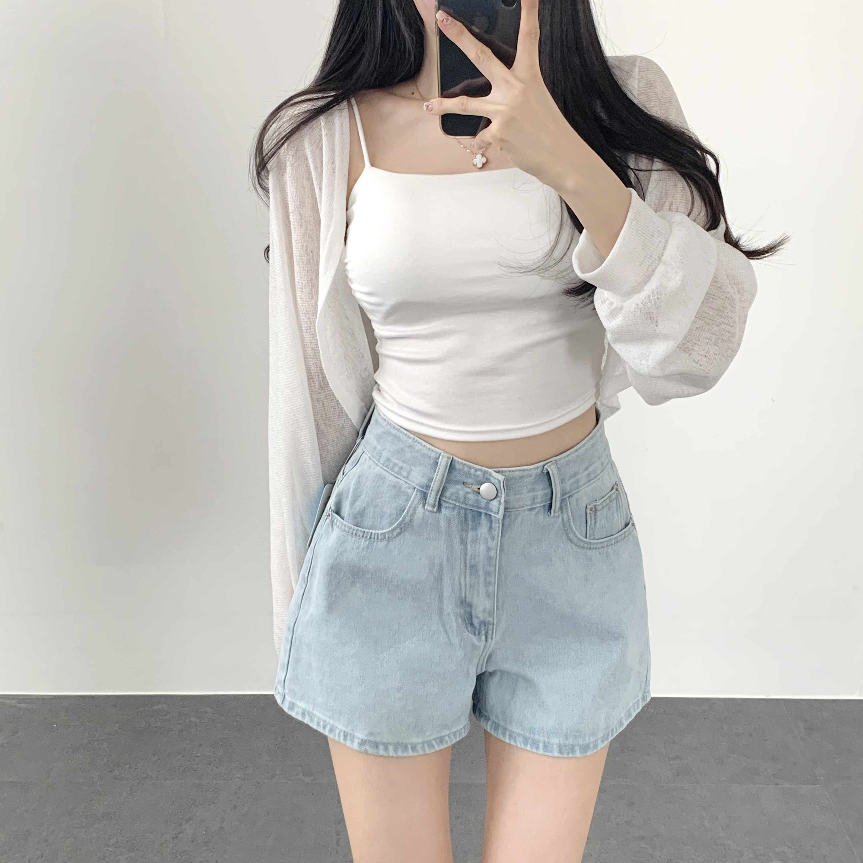 여름 청반바지 쿨링 청바지 3부 4부 연청 화이트 블랙 반바지 이미지 8
