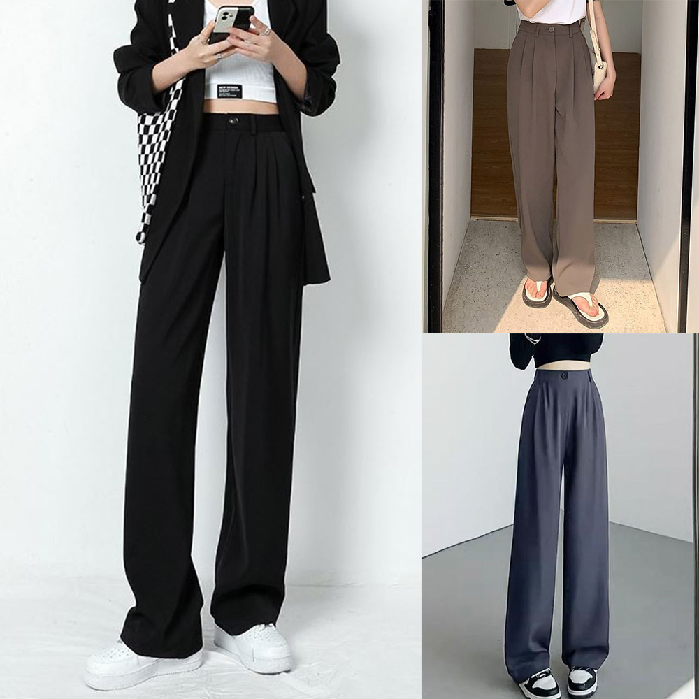 여성 슬랙스 팬츠 사계절 여자 데일리 정장 밴딩 바지 - 상품 이미지