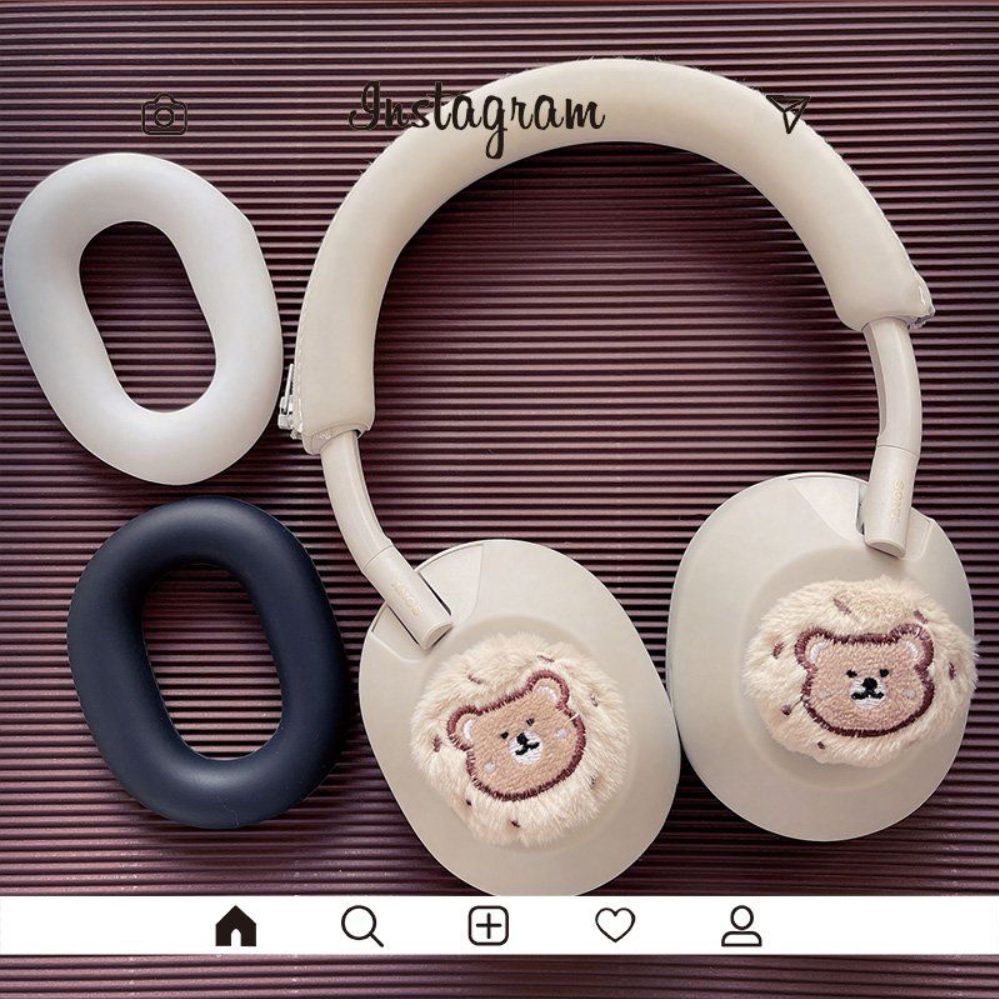소니 WH-1000xm6 헤드폰 실리콘 보호 케이스 헤드 밴드 빔 소프트 이어캡 커버 그레이 플러시 베어 3종 세트 Sony WH-1000XM6 신제품 - 상품 이미지