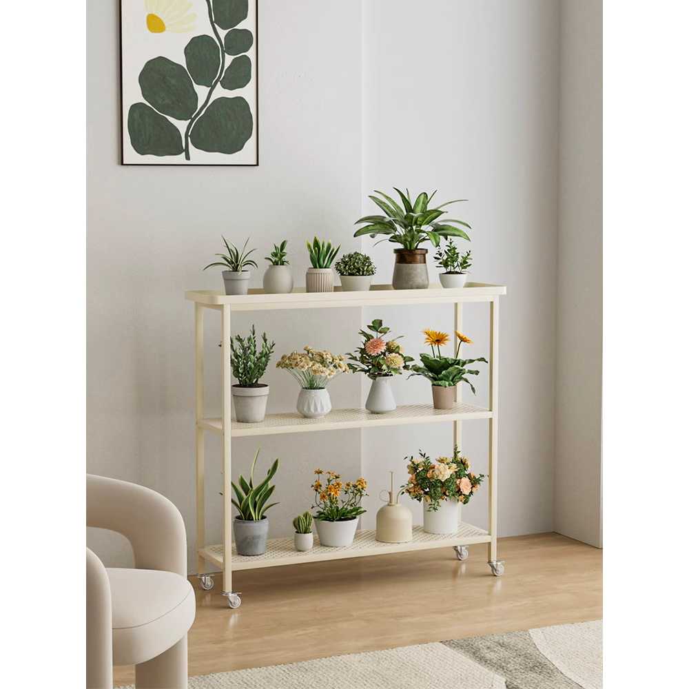 다육이 정리 선반 원목 화분 거치대 인테리어 진열 80x25cm/높이 53cm - 화이트 - 상세 이미지 3