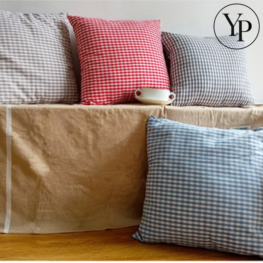 체크무늬 쇼파 쿠션 커버 정사각 모던 하우스 인테리어 패브릭 면린넨 거실 침실 꾸미기