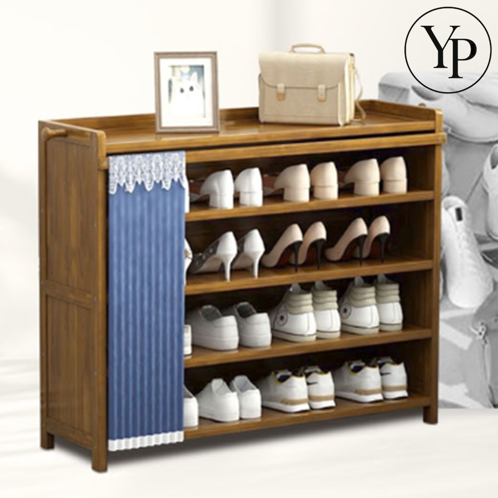 원목 커튼형 신발 정리대 슈케이스 현관 정리함 언더선반 공간활용 수납함