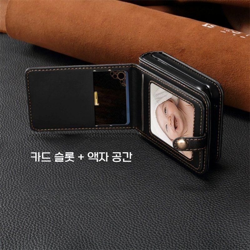 갤럭시 z플립7 케이스 미니 크로스백 카드 지갑 가죽 커버 흑인 갤럭시 Z 플립 6 - 상세 이미지 4