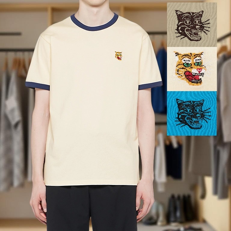 오니츠카타이거 링거 그래픽 반팔 티셔츠 남성 2183B199 BEIGE/BROWN M - 상품 이미지