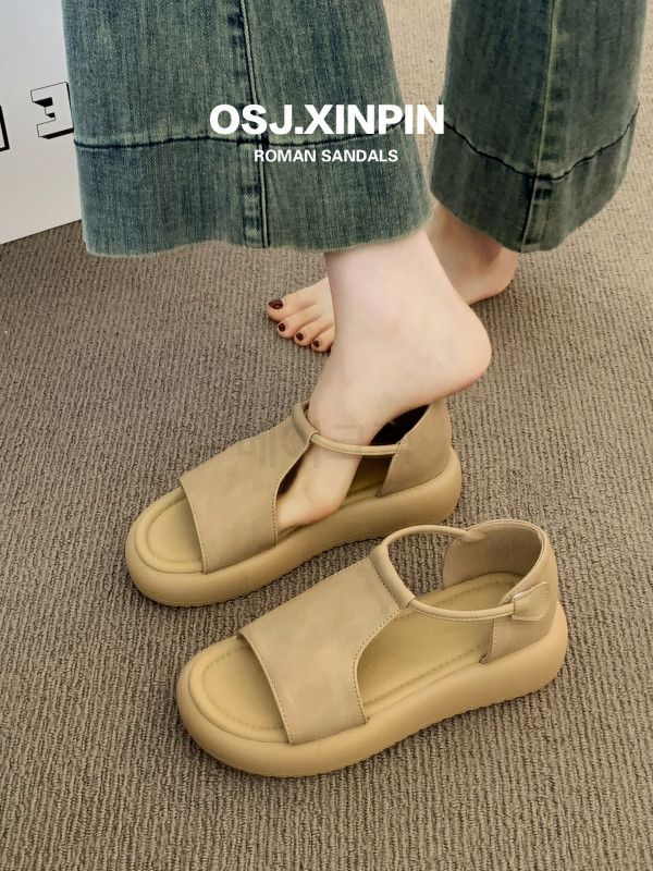 여성 여름 스트랩샌들 가벼운 착용감 데일리 비치슈즈 발편한 아웃도어 스타일 스커트와 잘 어울리는 나들이용 샌들 - 상세 이미지 2