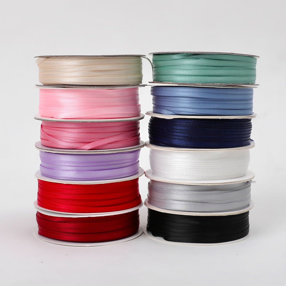 얇은 공단 리본 청첩장 끈 선물 포장 케이크 공예 3mm 제품 이미지