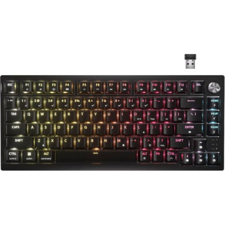 [해외]Corsair K65 플러스 무선 75% RGB 핫 스왑 가능 기계식 게이밍 키보드 - 사전 윤활 MLX 퓨전 촉각 스위치 이중 레이어 사운드 감쇠 PBT 키캡 QWERTY