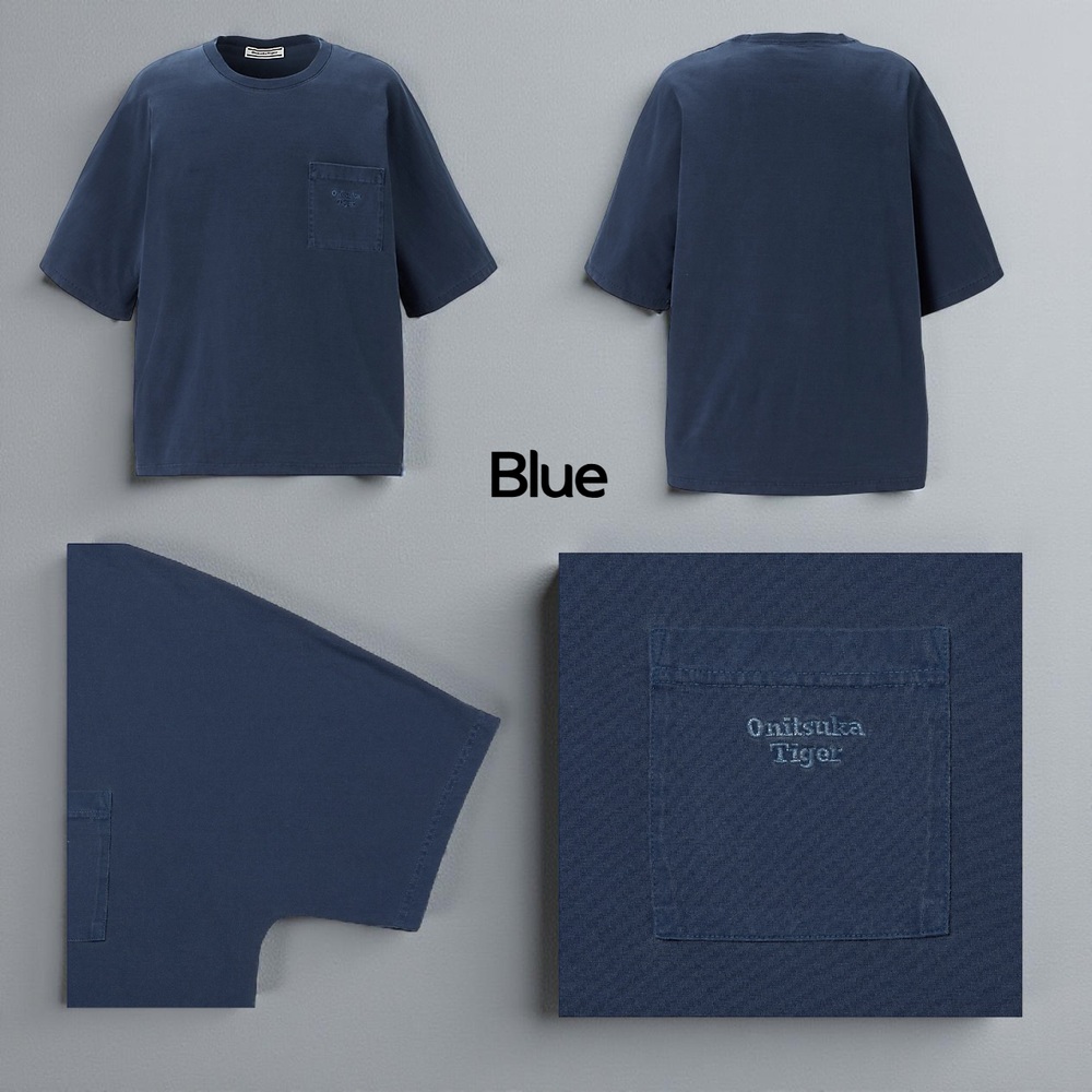 오니츠카타이거 포켓 로고 그래픽 반팔 티셔츠 남성 2183B439 BLUE M - 상세 이미지 2