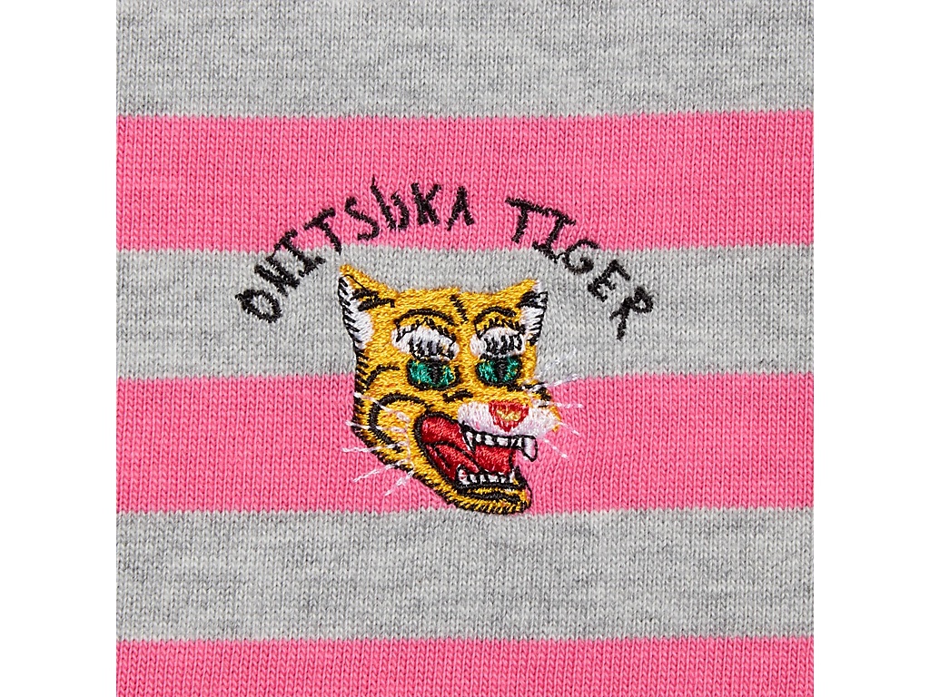 오니츠카타이거 숏 슬리브 반팔 티셔츠 여성 2182B391 GREY/PINK L - 상세 이미지 5
