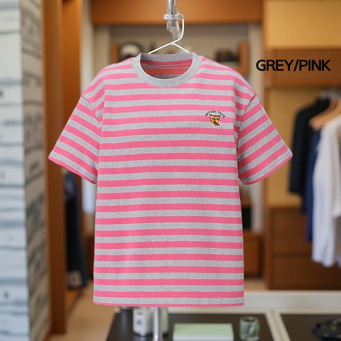 오니츠카타이거 숏 슬리브 반팔 티셔츠 여성 2182B391 GREY/PINK L - 상세 이미지 4