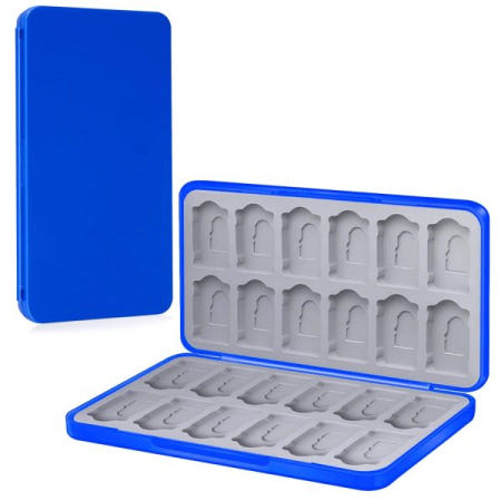 [KimmiDirect][해외]닌텐도 스위치 & 2 OLED 라이트용 게임 케이스, 24개의 카드 슬롯과 SD 슬롯이 있는 휴대용 및 내구성 마그네틱 잠금 홀더 하드 트래블 카트리지 케이스(파란색)