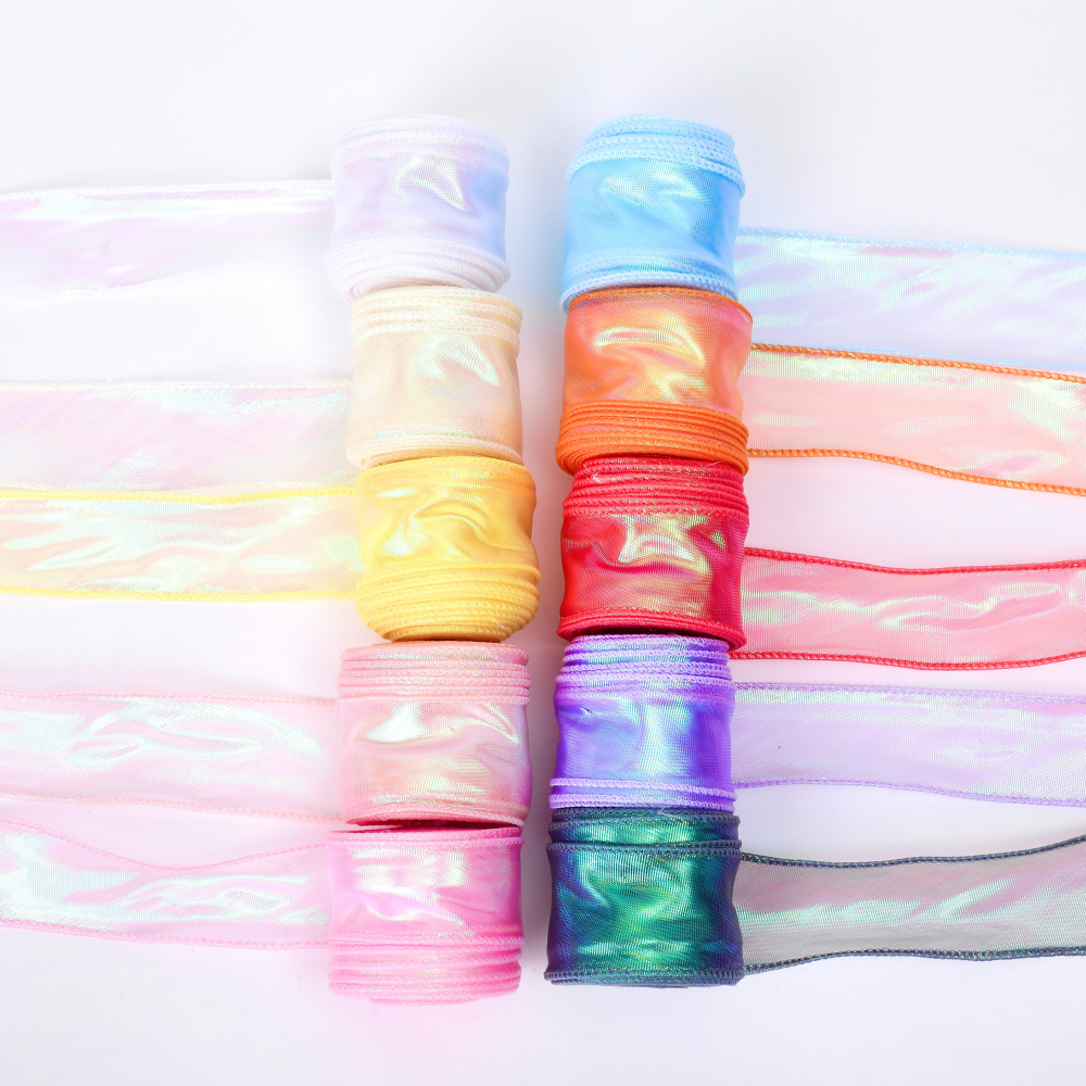 청첩장 오간디 리본 9m 40mm 오간자 오로라 청첩장 펄 선물포장 공예 끈 이미지 2