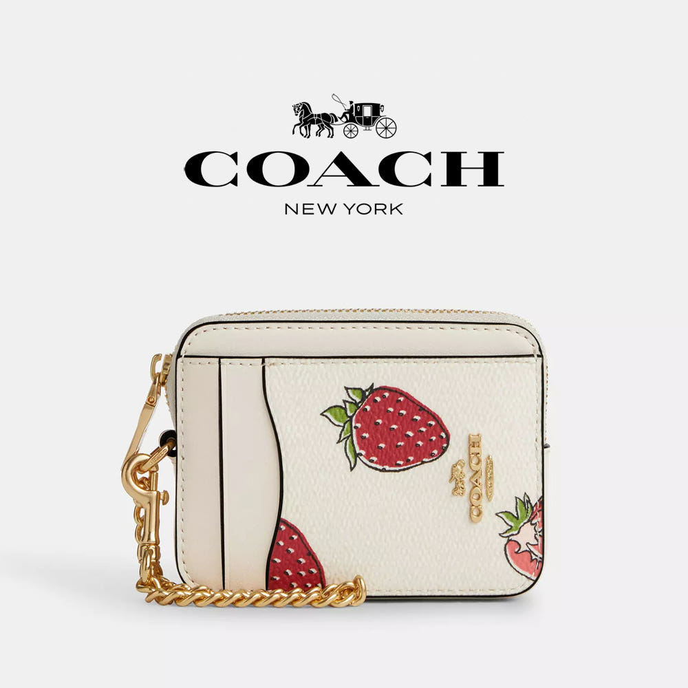 코치 짚 카드 케이스 스트로베리 프린트 체인 카드지갑 Zip Card Case CAR32 : 올에이블