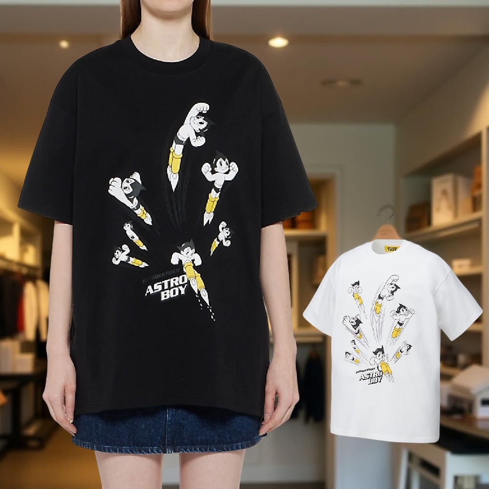 오니츠카타이거 아톰 오버사이즈 그래픽 반팔 티셔츠 여성 2183B513 BLACK L