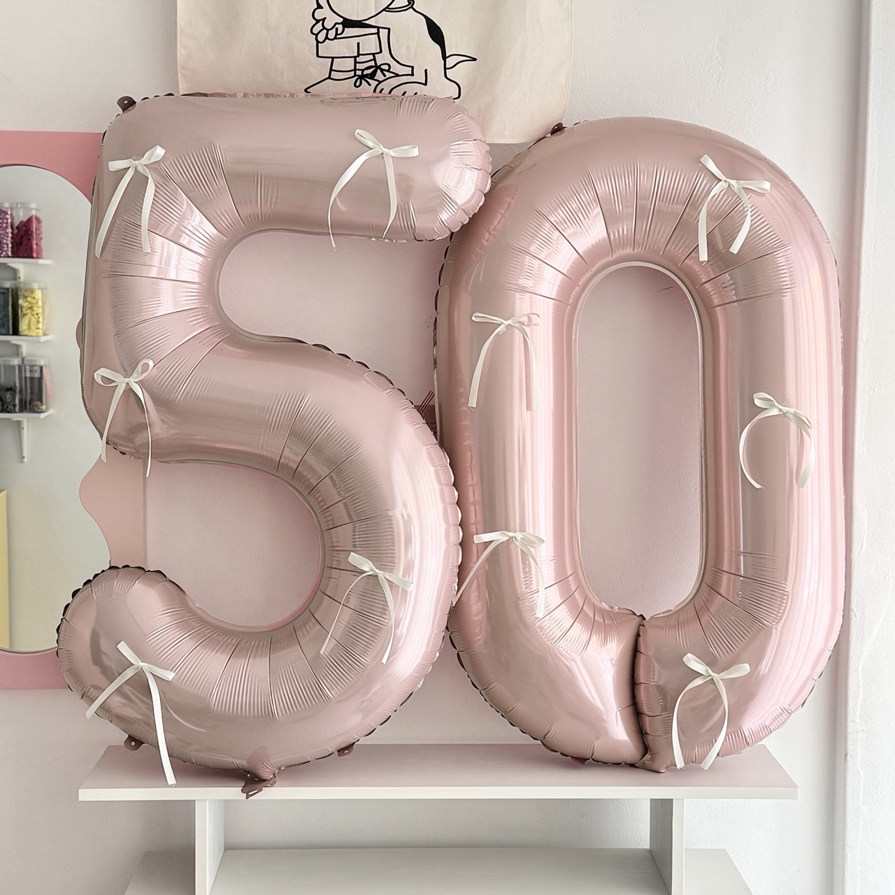 50일 아기 셀프 촬영 숫자 풍선 파스텔블루 화이트