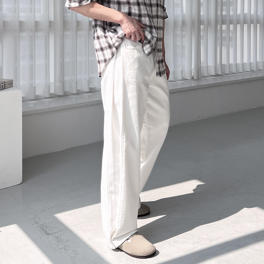 백바지 통넓은바지 흰바지 남자와이드팬츠 - 상세 이미지 4