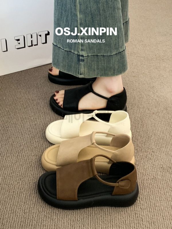 여성 여름 스트랩샌들 가벼운 착용감 데일리 비치슈즈 발편한 아웃도어 스타일 스커트와 잘 어울리는 나들이용 샌들 - 상세 이미지 5