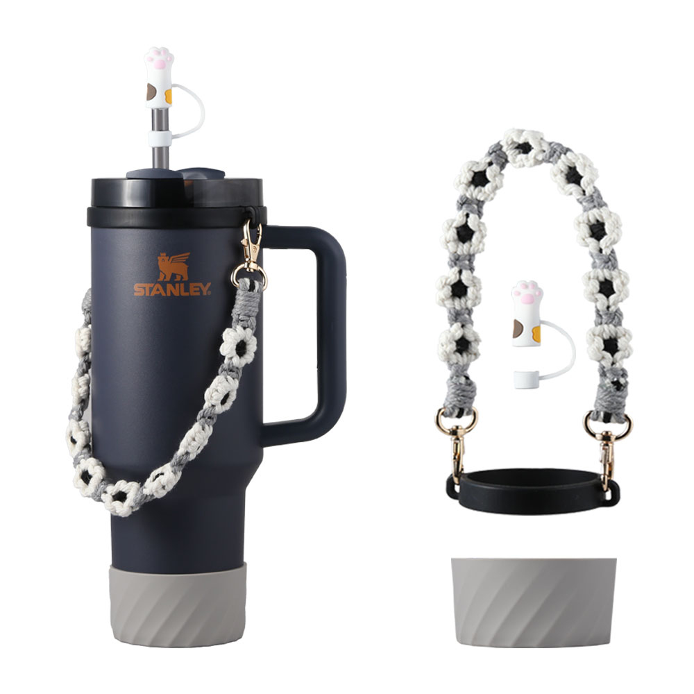 스탠리 호환 텀블러 바닥커버 빨대마개 스트랩 3종 악세서리 세트 냥이젤리