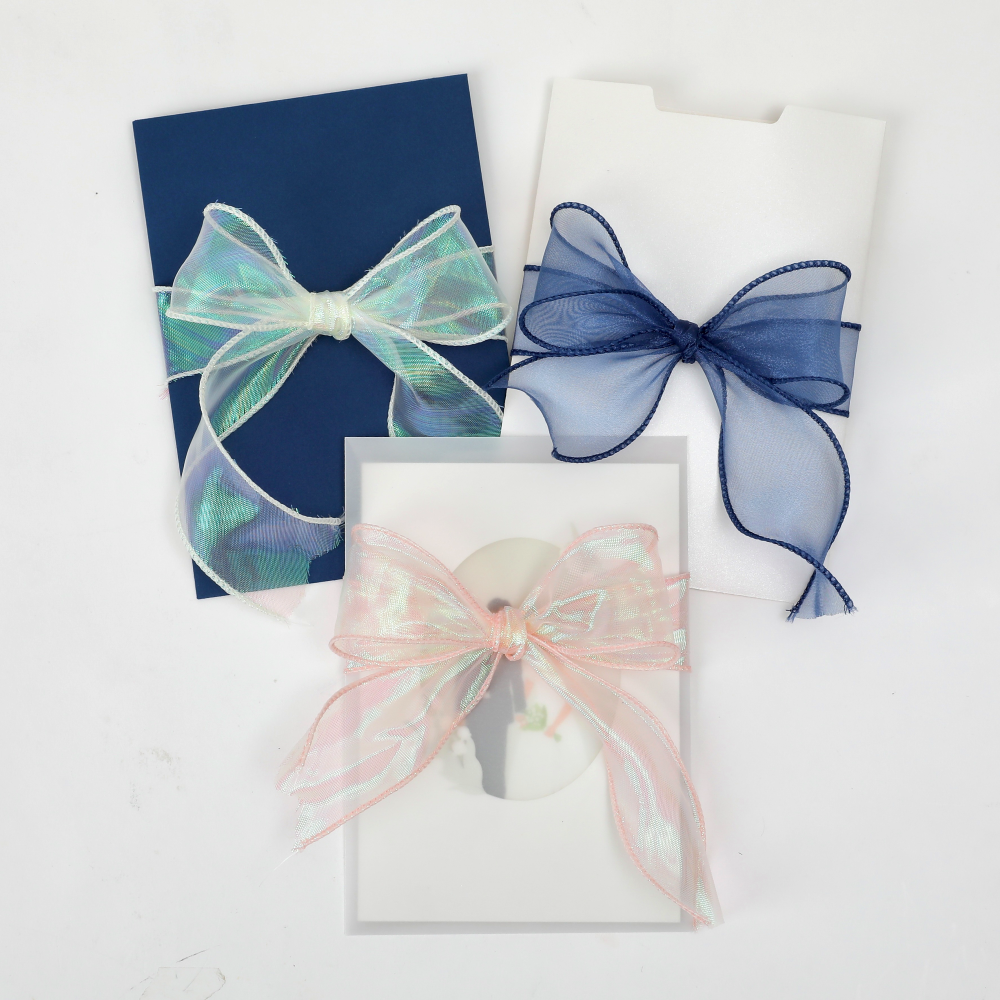 청첩장 오간디 리본 9m 40mm 오간자 오로라 청첩장 펄 선물포장 공예 끈 이미지 3