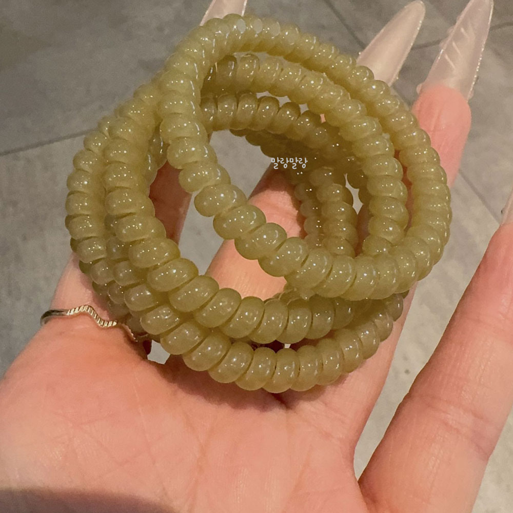톤다운 베이직 스프링 헤어고무줄 세트 전화선머리끈 이미지 8