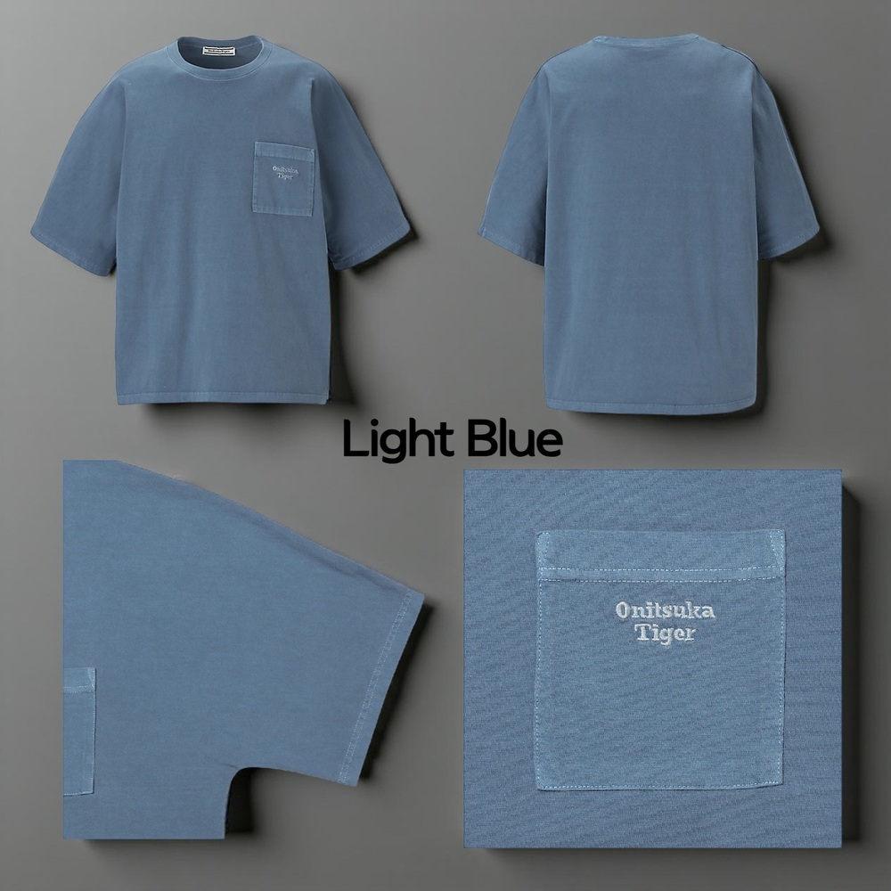 오니츠카타이거 포켓 로고 그래픽 반팔 티셔츠 남성 2183B439 BLUE M - 상세 이미지 3