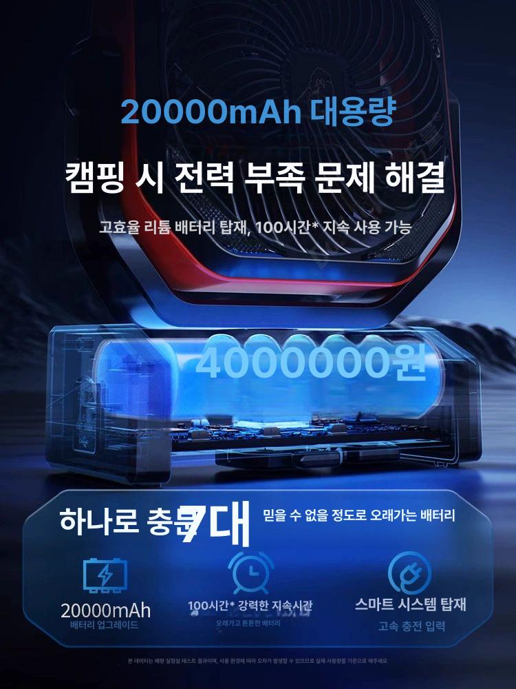 캠핑용 충전식 써큘레이터 무선 선풍기 오렌지 대형 8단회전 - 상세 이미지 3