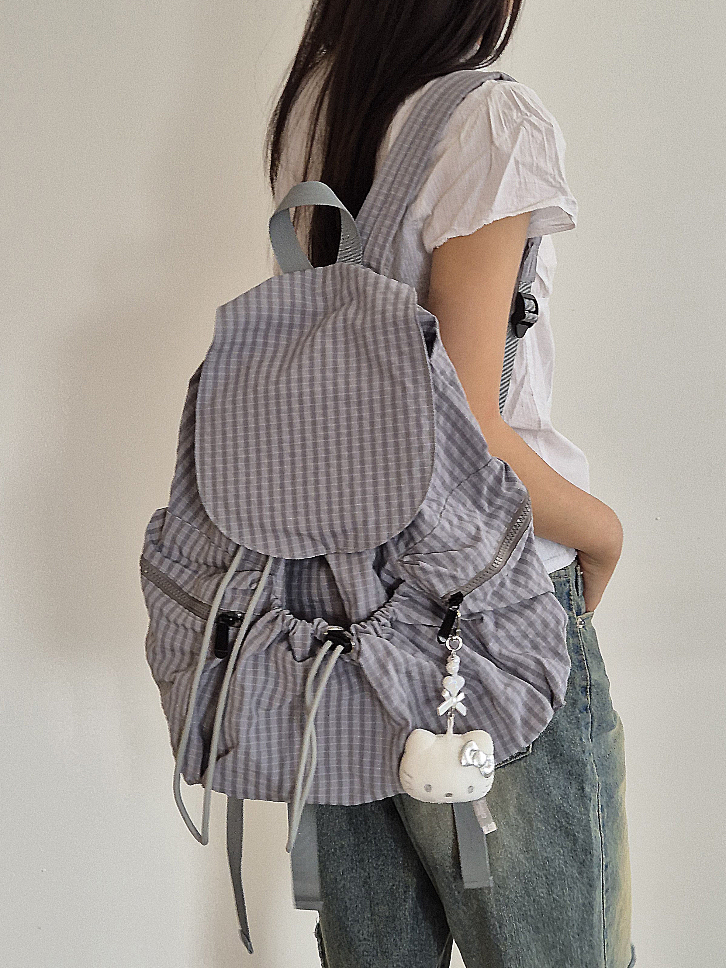 [리햅] 코엔드 빈티지 체크 나일론 백팩