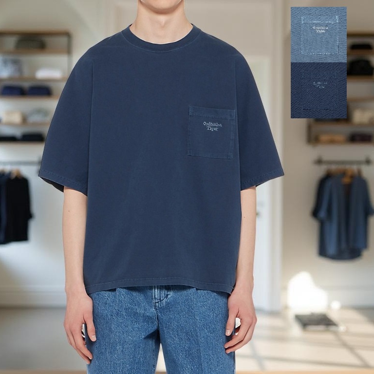 오니츠카타이거 포켓 로고 그래픽 반팔 티셔츠 남성 2183B439 BLUE M - 상품 이미지