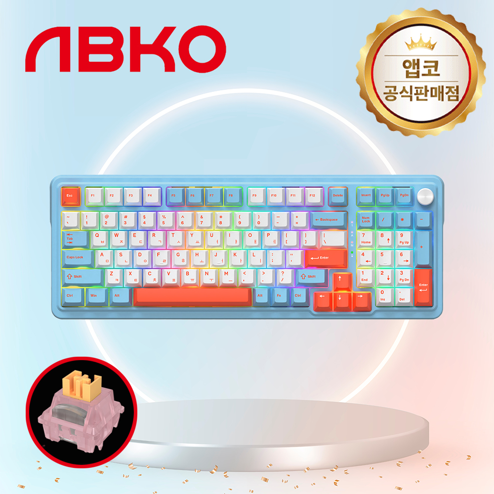 국내정발 앱코 AK998 8K 유선 기계식 키보드 스카이블루, 오테뮤 피치V3, 40g