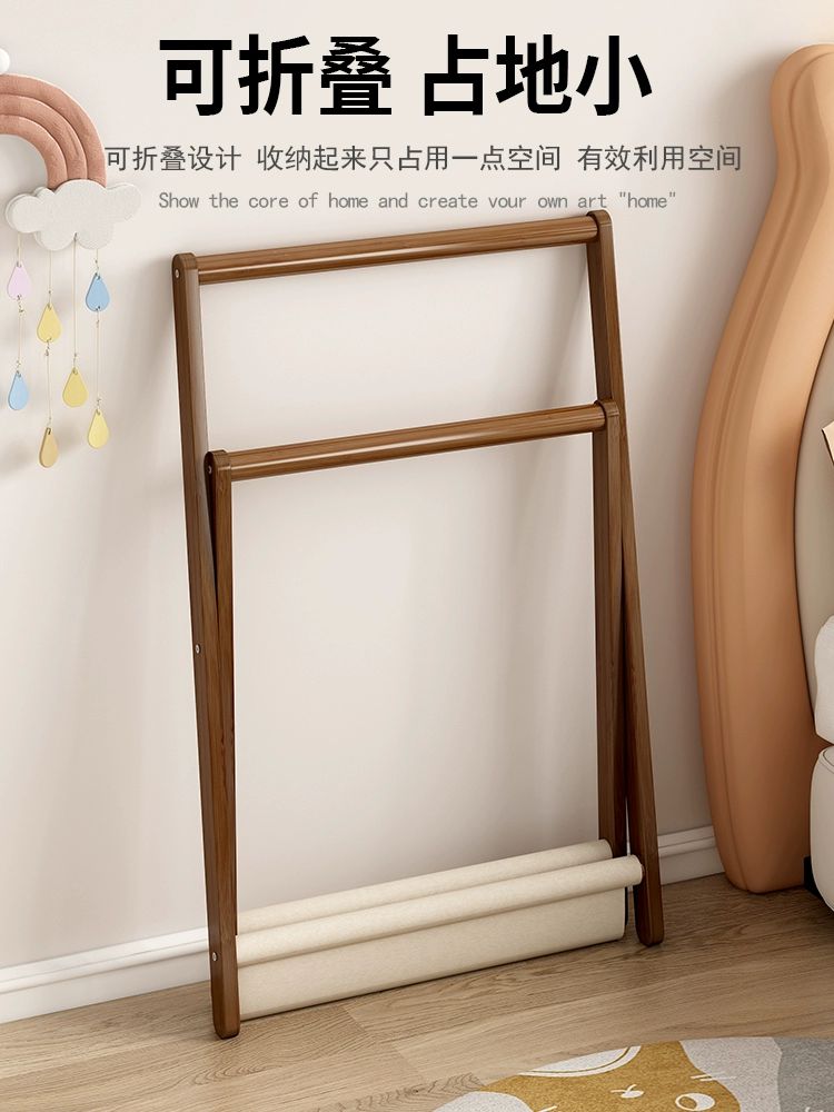 원목수건걸이 욕실 스탠드 로그룬드 인테리어 선반 다기능 옷걸이 50cm-차색 - 상세 이미지 3