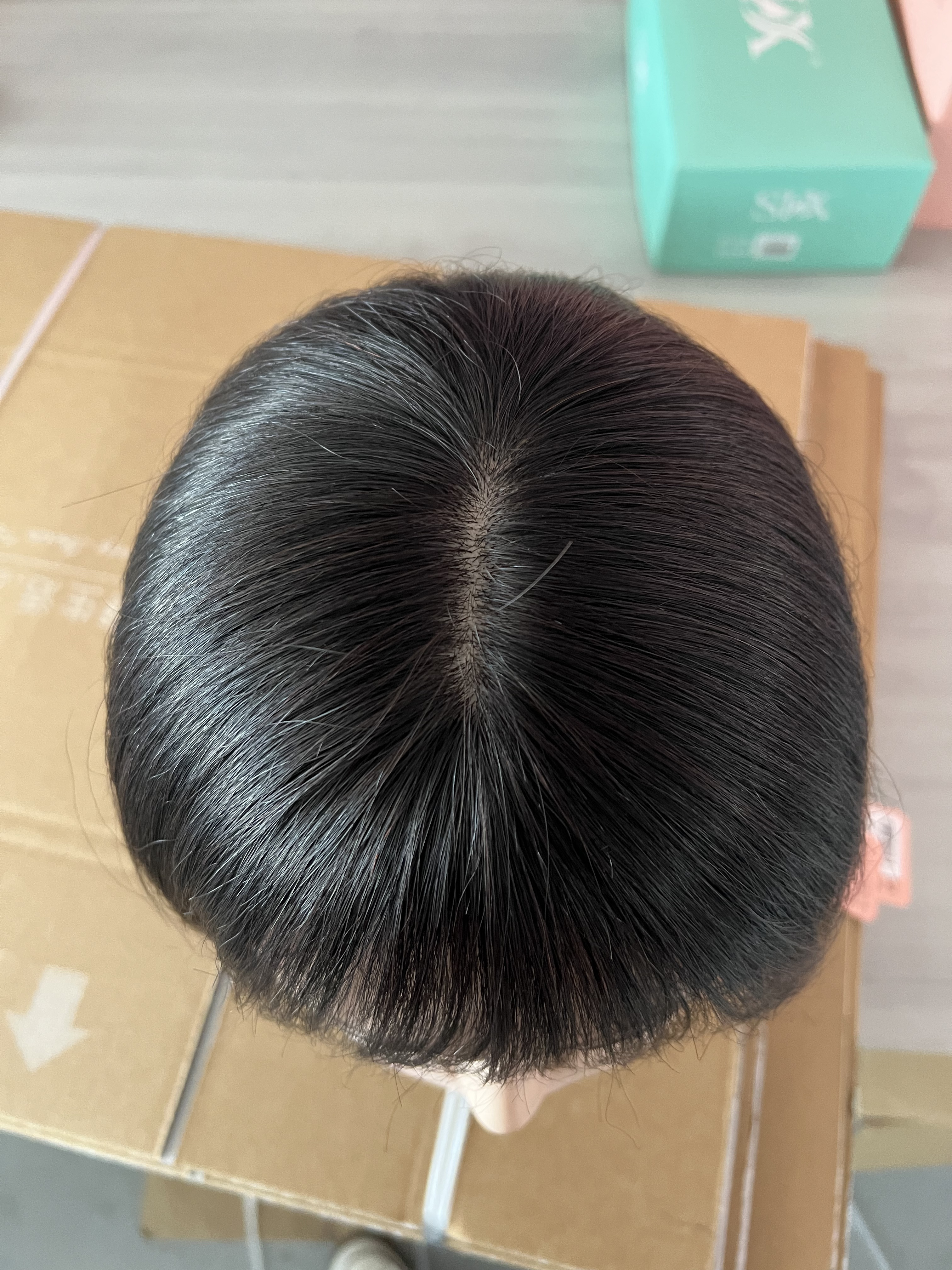 여성용 50대 중년 짧은 단발 머리 가발 진짜 헤어 중년 엄마 항암가발 이미지 8