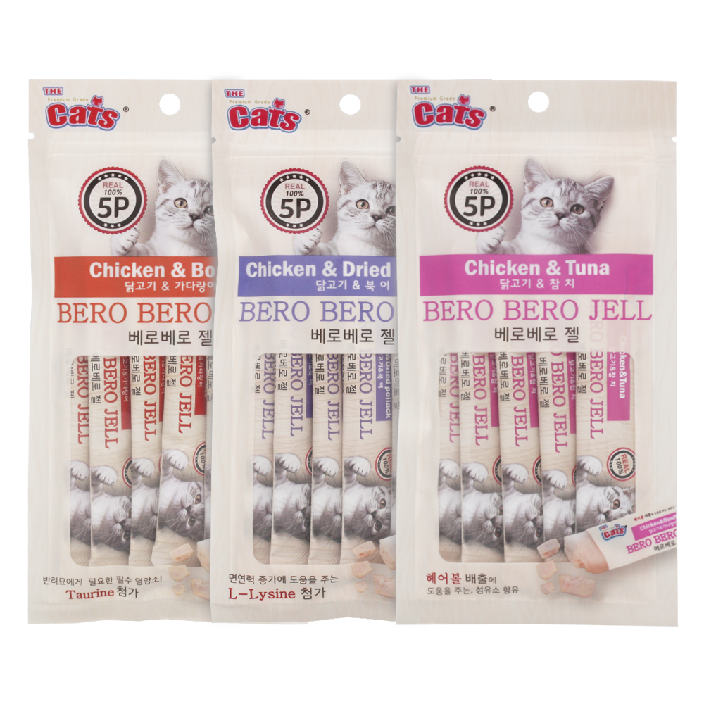 더캣츠 베로베로젤 고양이짜먹는간식 고양이캔 파우치 믹스, 150g, 1개 - 상품 이미지