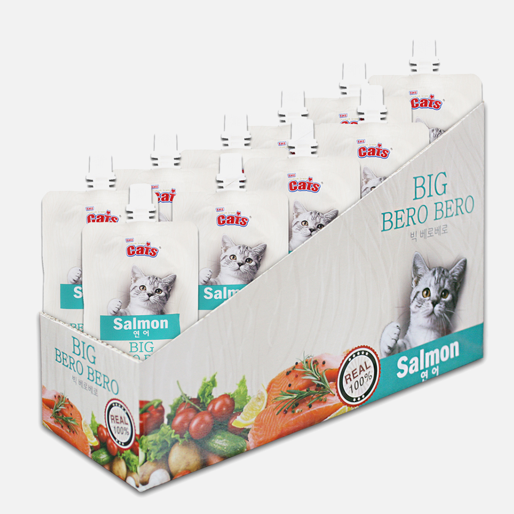 더캣츠 빅베로베로 고양이파우치 고양이츄르 짜먹는간식 연어, 85g, 10개 - 상품 이미지