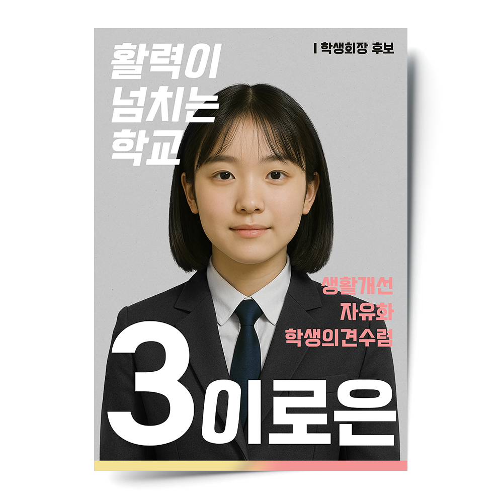 전교 회장 부회장 선거 포스터 벽보 디자인 맞춤제작 A4 - 상세 이미지 2