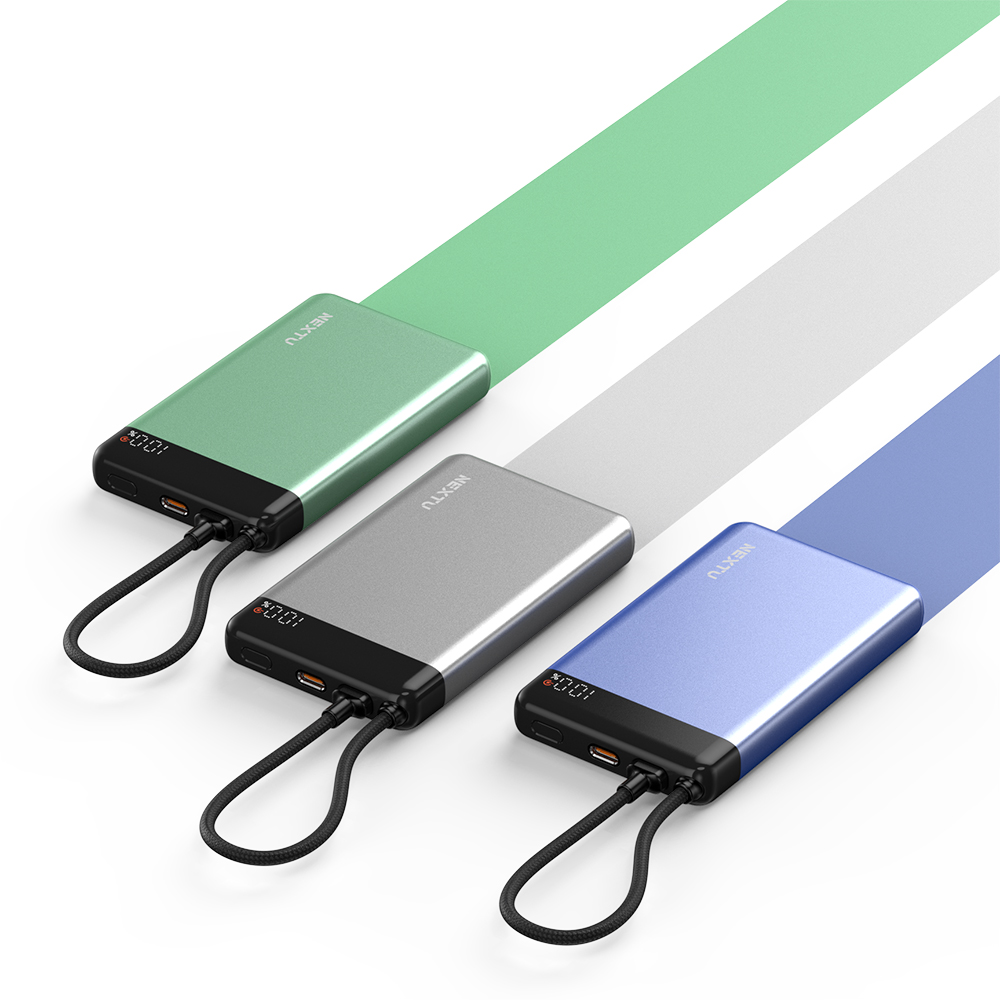 넥스트유 보우반 10,000mAh C타입 케이블 일체형 빌트인 보조배터리 10000mAh, 블루 - 상세 이미지 3