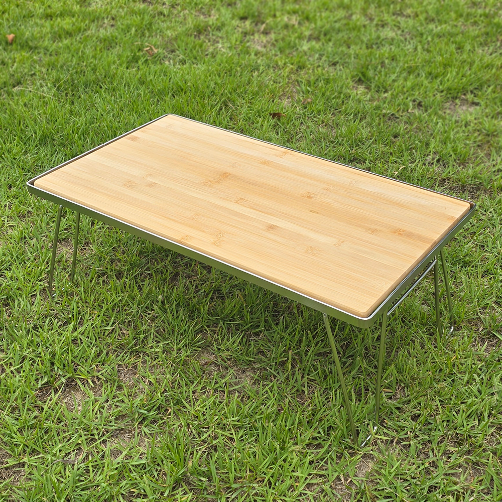 모아이캠핑 스테인레스 보조테이블 팬히터 받침대 쿨러스탠드 우드상판 세트