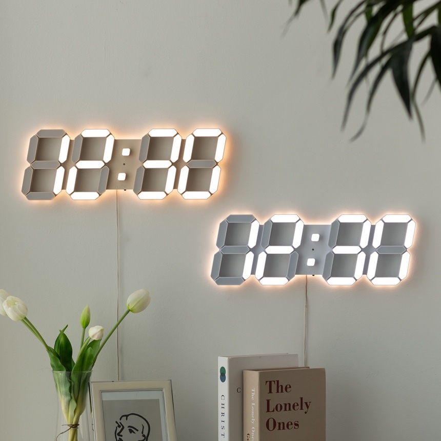 플라이토 무드 백라이트 3D LED 벽시계 인테리어 디지털 전자 거실 무소음 벽걸이시계 38cm - 상세 이미지 3